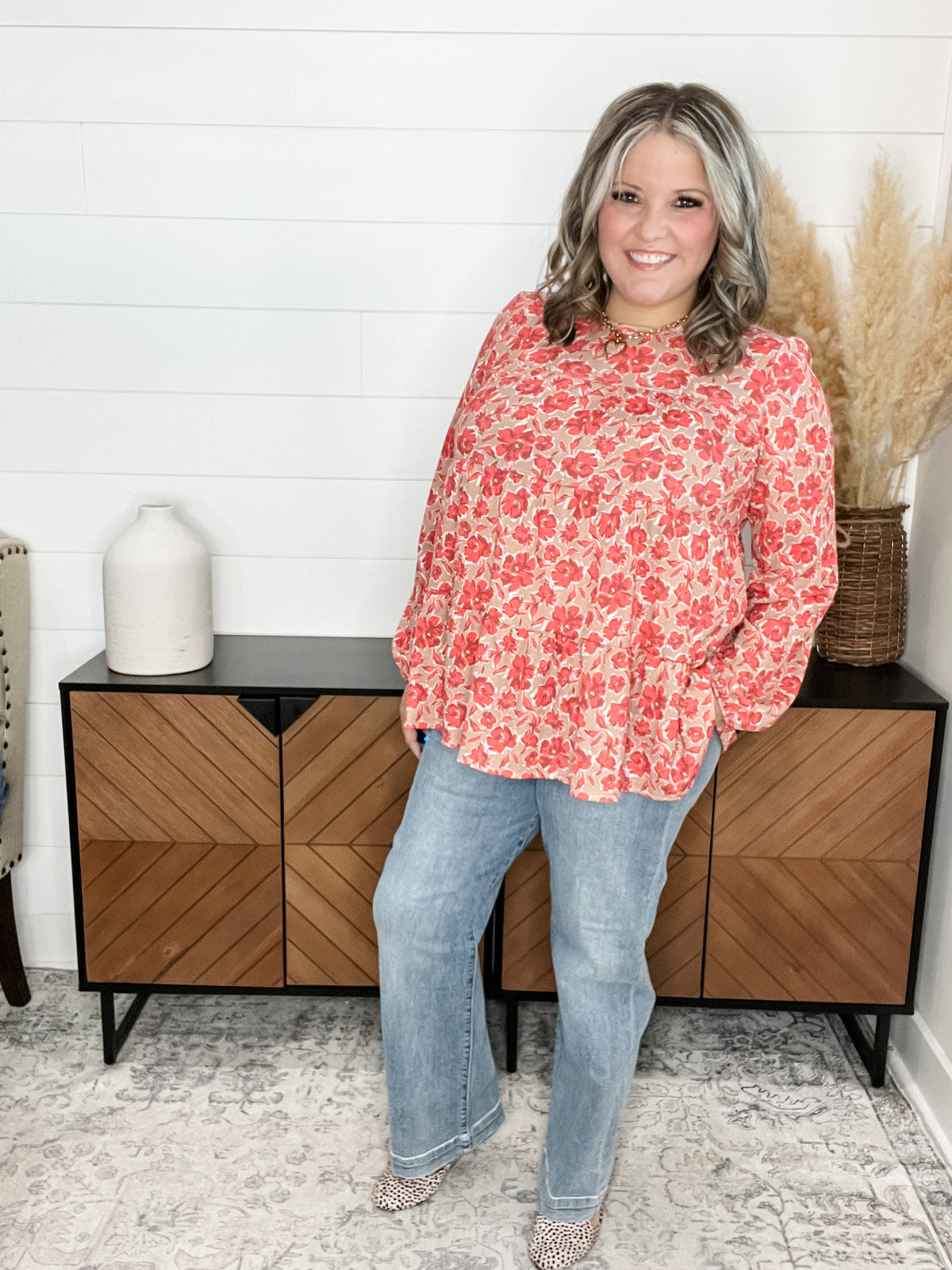 "Margot" Waffle Texture Bubble Long Sleeve