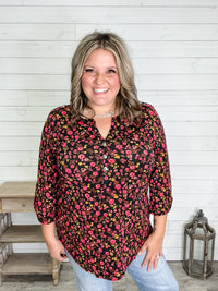 "Rectangle" 3/4 Sleeve Button Front Lizzy Luxe