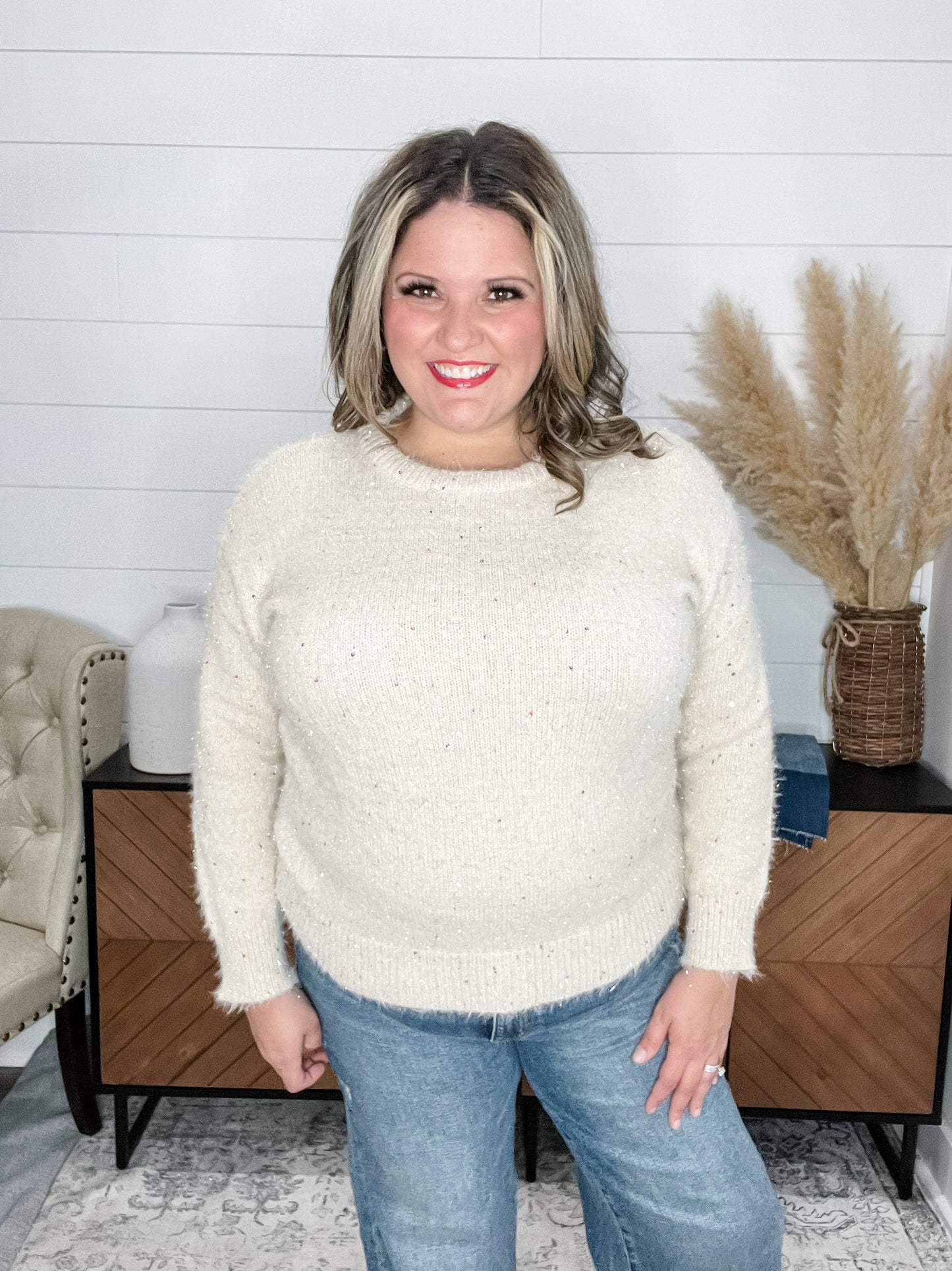 "Brilliant" Sweater with Rainbow Sequin Detail