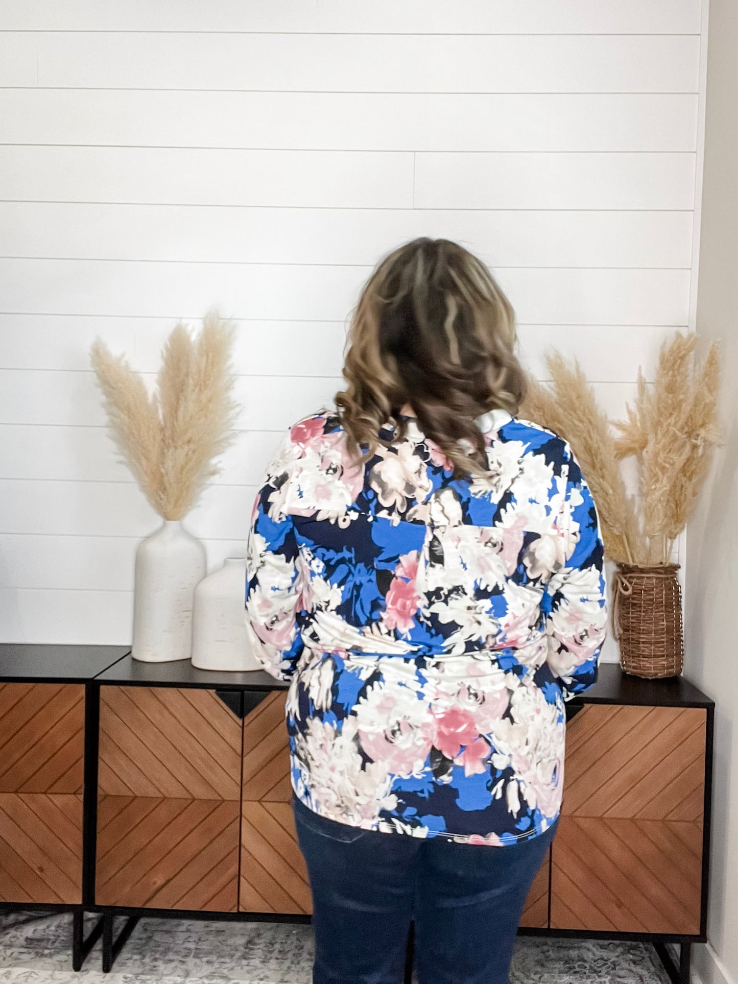 "Generation" Floral Split Neck Lizzy 3/4 Sleeve Split Neck