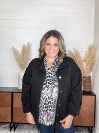 "Shake It Off" Black Denim Jacket with Fringe