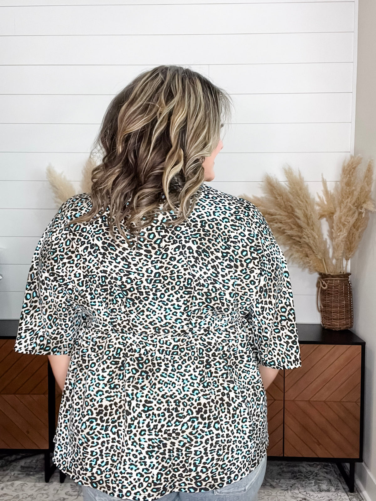Dear Scarlett "Not This Time" Animal Print V Neck 3/4 Bell Sleeve