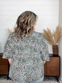 Dear Scarlett "Not This Time" Animal Print V Neck 3/4 Bell Sleeve