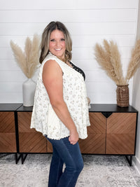 Pol - "Lansbury" Pearls & Lace Patchwork Vest