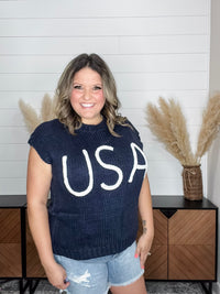"Spinnaker" USA Yarn Embroidered Cap Sleeve Sweater