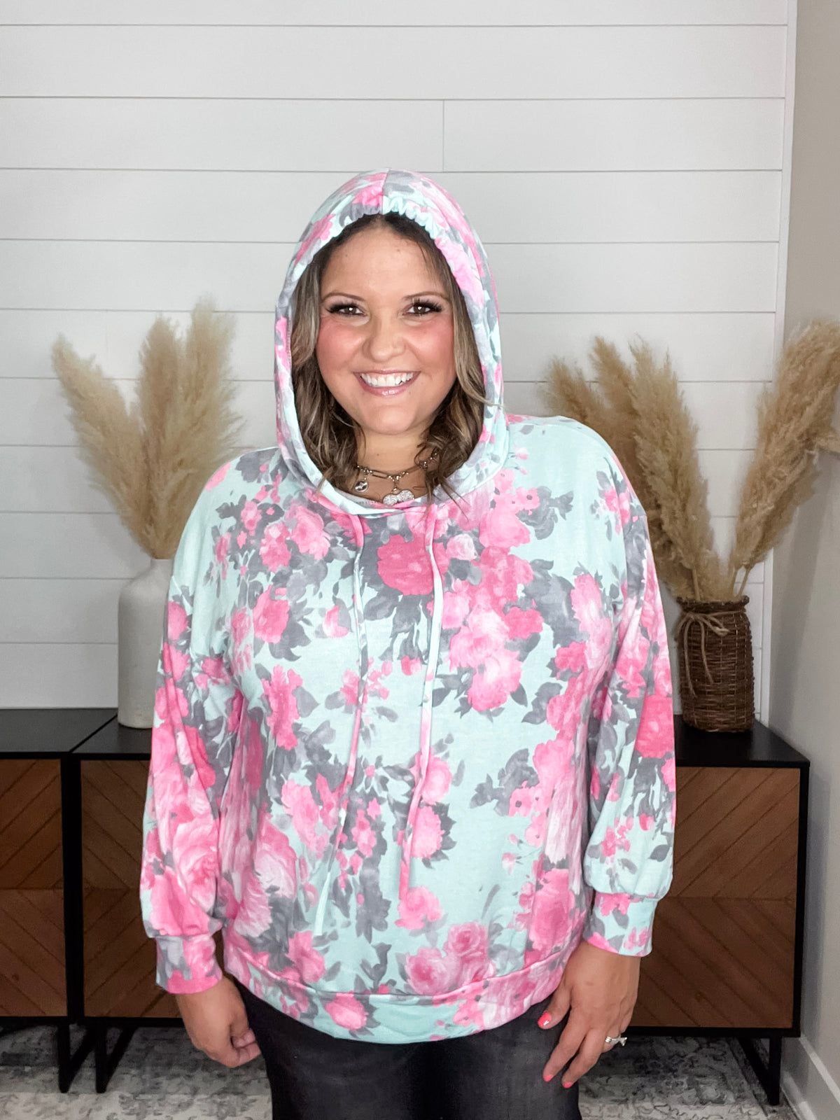 Dear Scarlett "Elapse" Floral Balloon Sleeve Hoodie