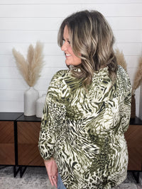 Dear Scarlett "Beliefs" Animal Print Lizzy 3/4 Sleeve Split Neck
