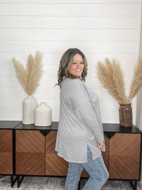 Dear Scarlett Ribbed Cardigan (Heather Grey)