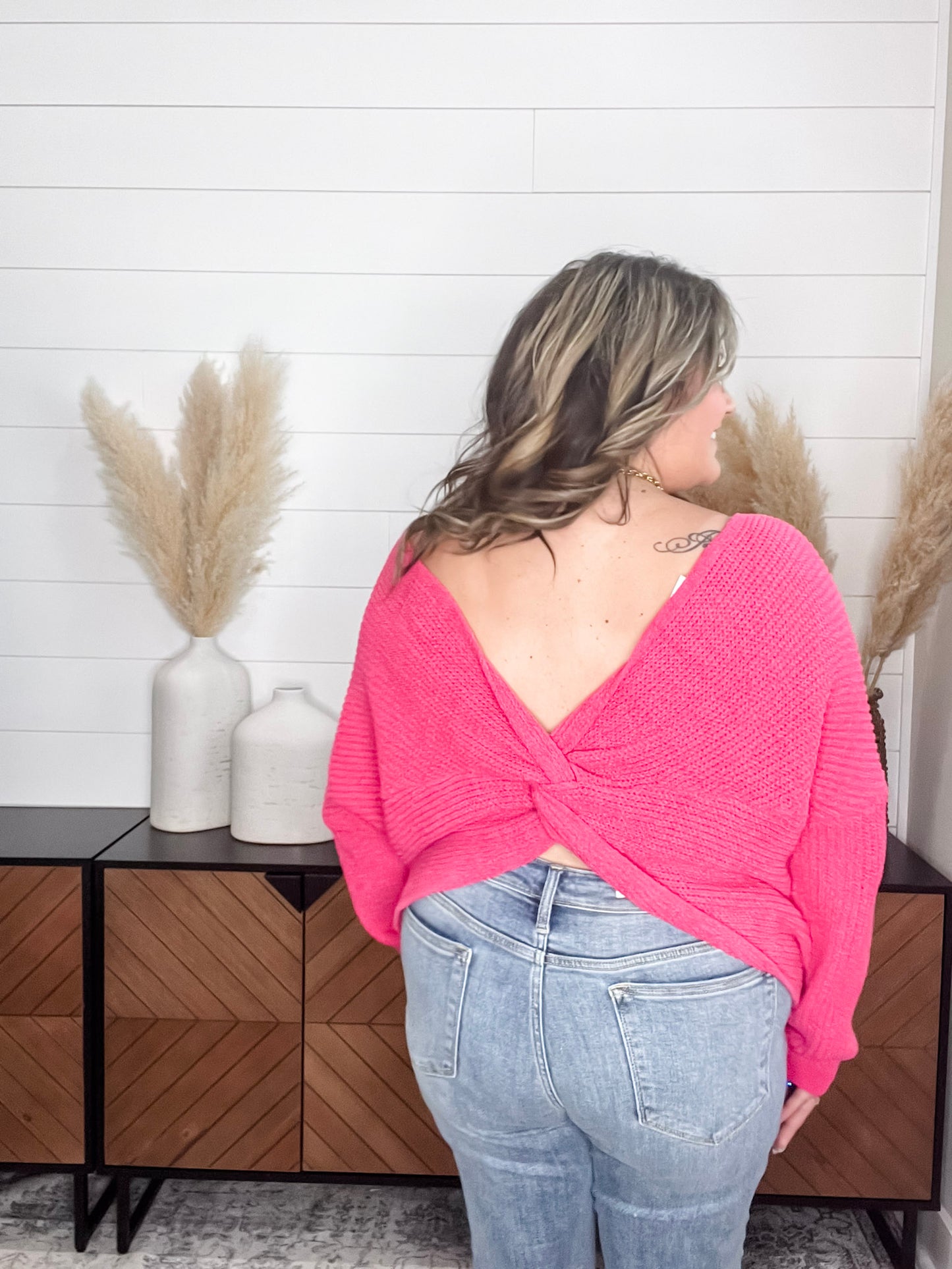 "Disclaimer" Cross Back Sweater