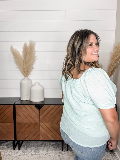 "Lansing" Short Sleeve Peasant Top