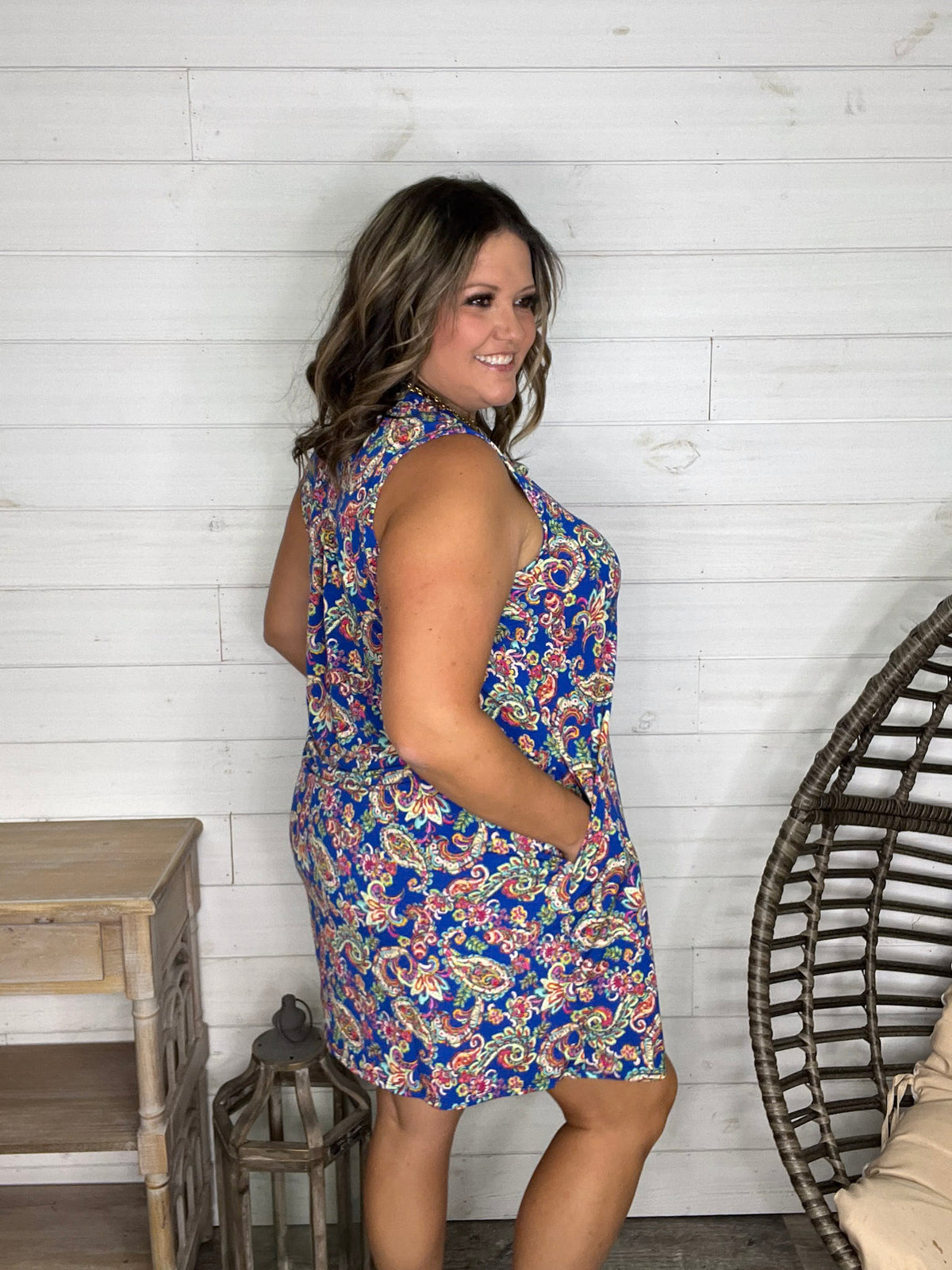 Dear Scarlett "Snapper' Sleeveless Split Neck Dress with Pockets
