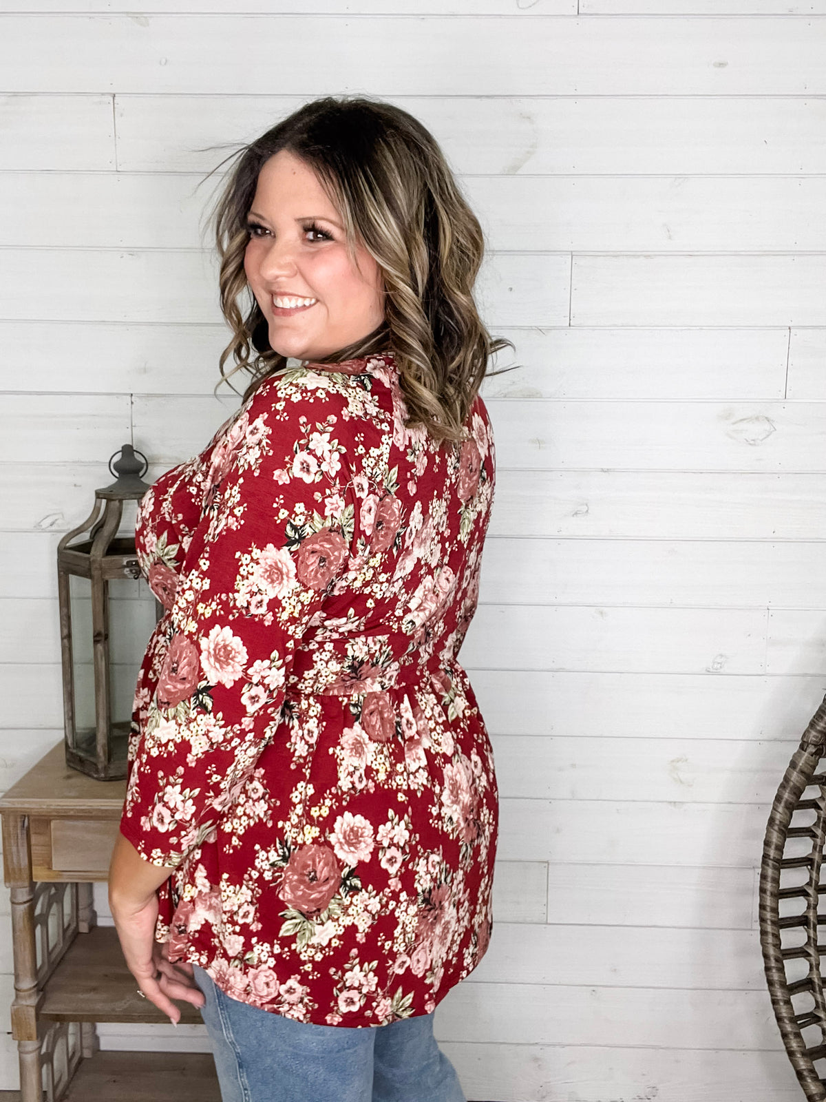 Dear Scarlett "Tammie" Floral 3/4 Sleeve Babydoll