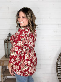 Dear Scarlett "Tammie" Floral 3/4 Sleeve Babydoll