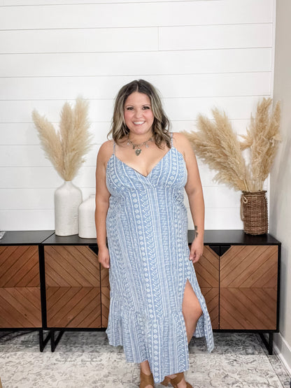 "Small Town" Embroidered Maxi Slip Dress
