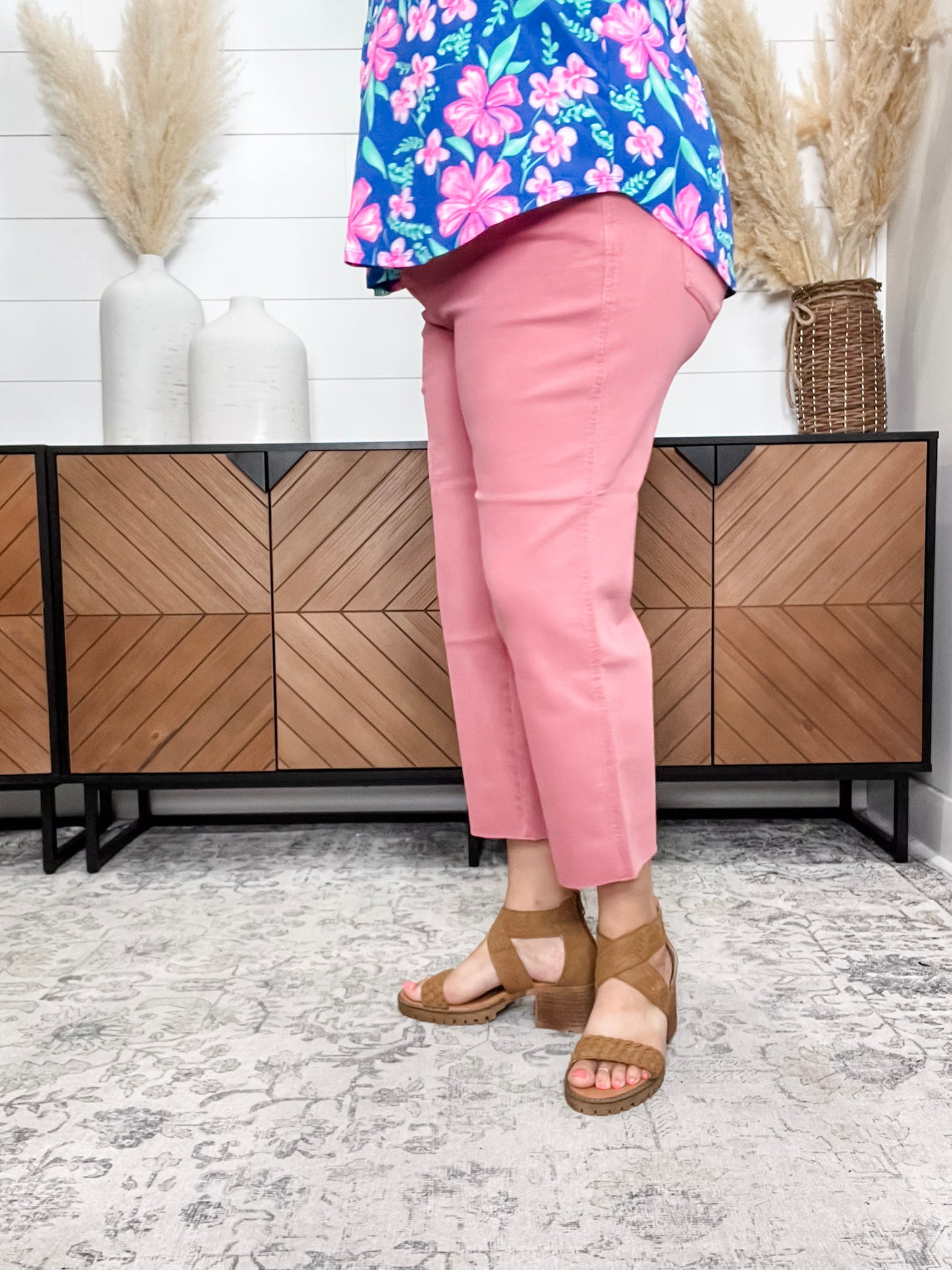 Judy Blue “Any Other Name” Rose Wide Leg Crops