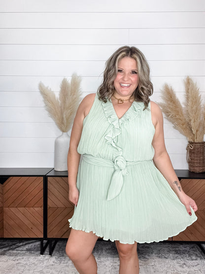 "Colton" Crepe Ruffle Front Tank Dress