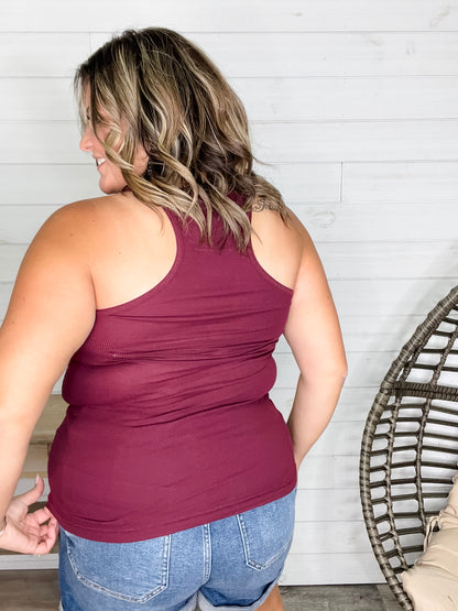 "Without A Cause" Racerback Button Front Ribbed Tank (Multiple Colors)