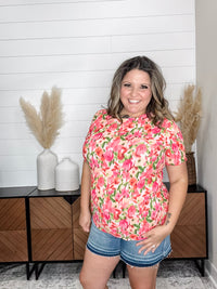 "Vibes" Short Sleeve Floral Top