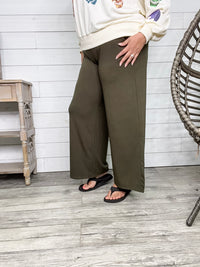 Smocked Waistband Lounge Pants (Olive and Rust)