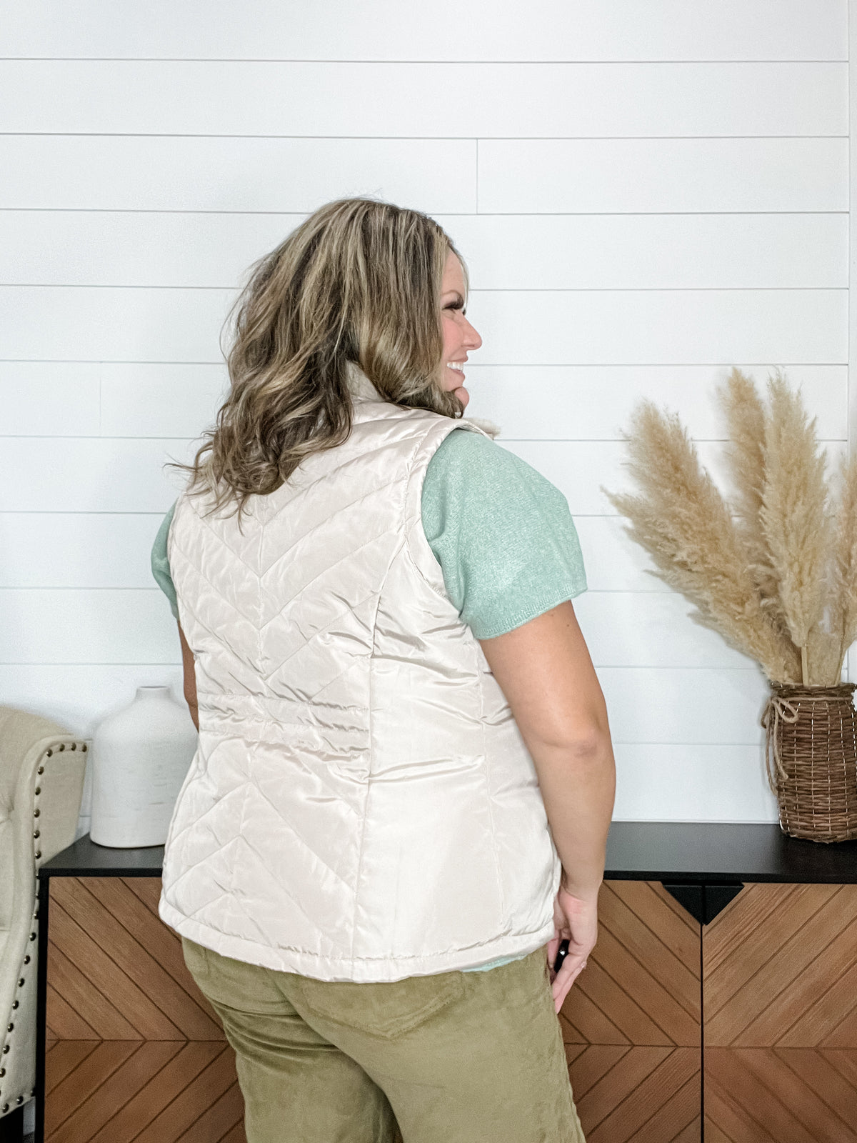 "Channel" Zip Up Vest with Faux Fur Collar