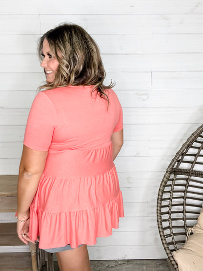 "TLC" Short Sleeve Tiered Ruffle Top