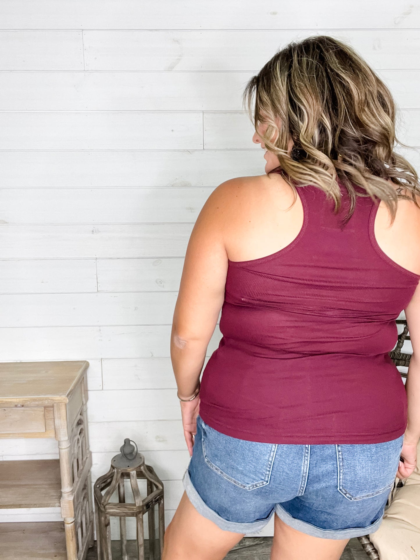 "Without A Cause" Racerback Button Front Ribbed Tank (Multiple Colors)
