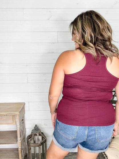 "Without A Cause" Racerback Button Front Ribbed Tank (Multiple Colors)