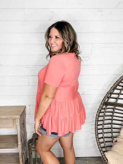 "TLC" Short Sleeve Tiered Ruffle Top