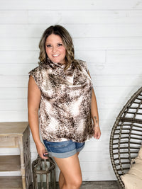 "Cooper" Animal Print Sleeveless Cowl Neck