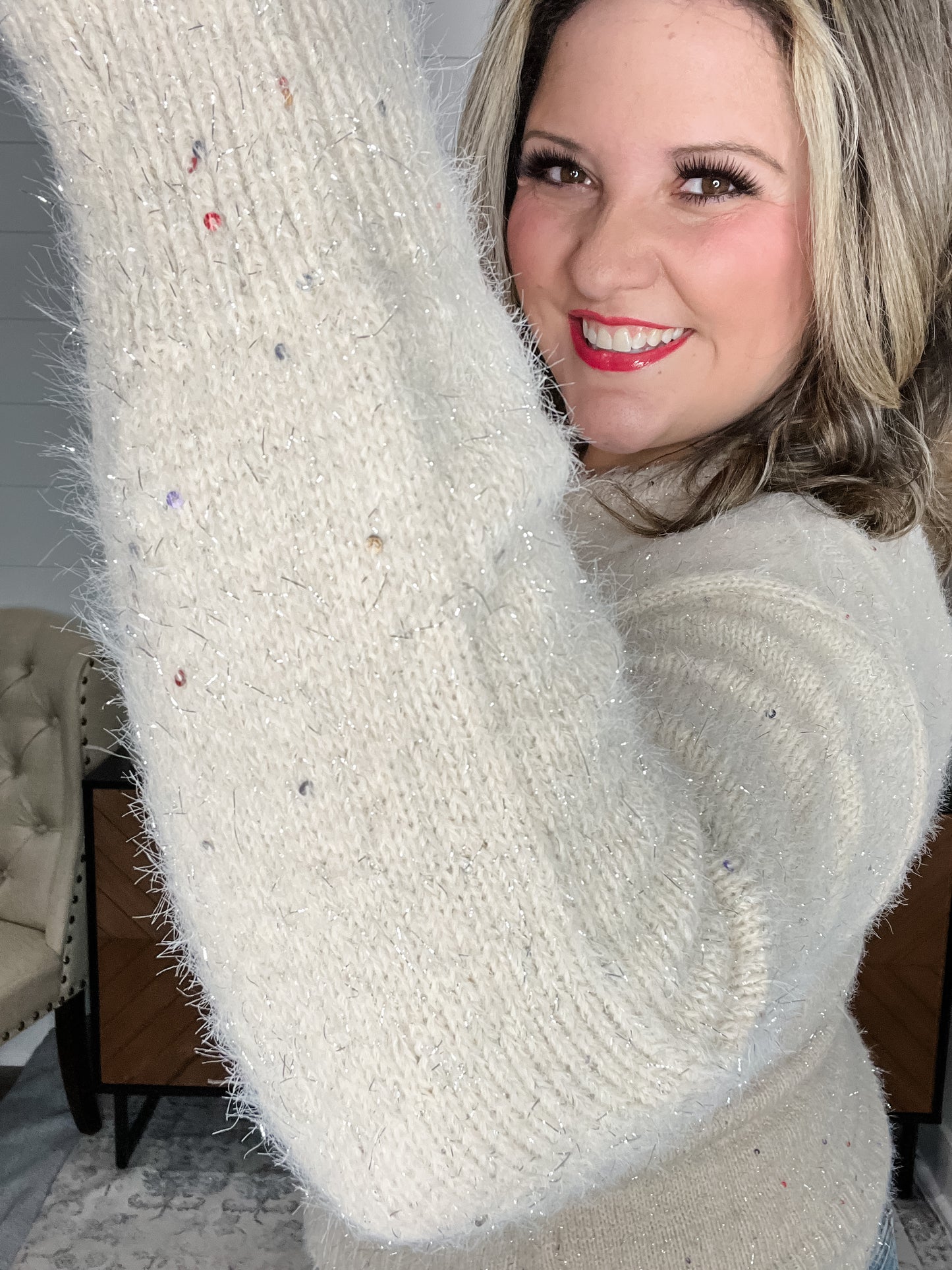 "Brilliant" Sweater with Rainbow Sequin Detail