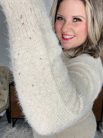 "Brilliant" Sweater with Rainbow Sequin Detail