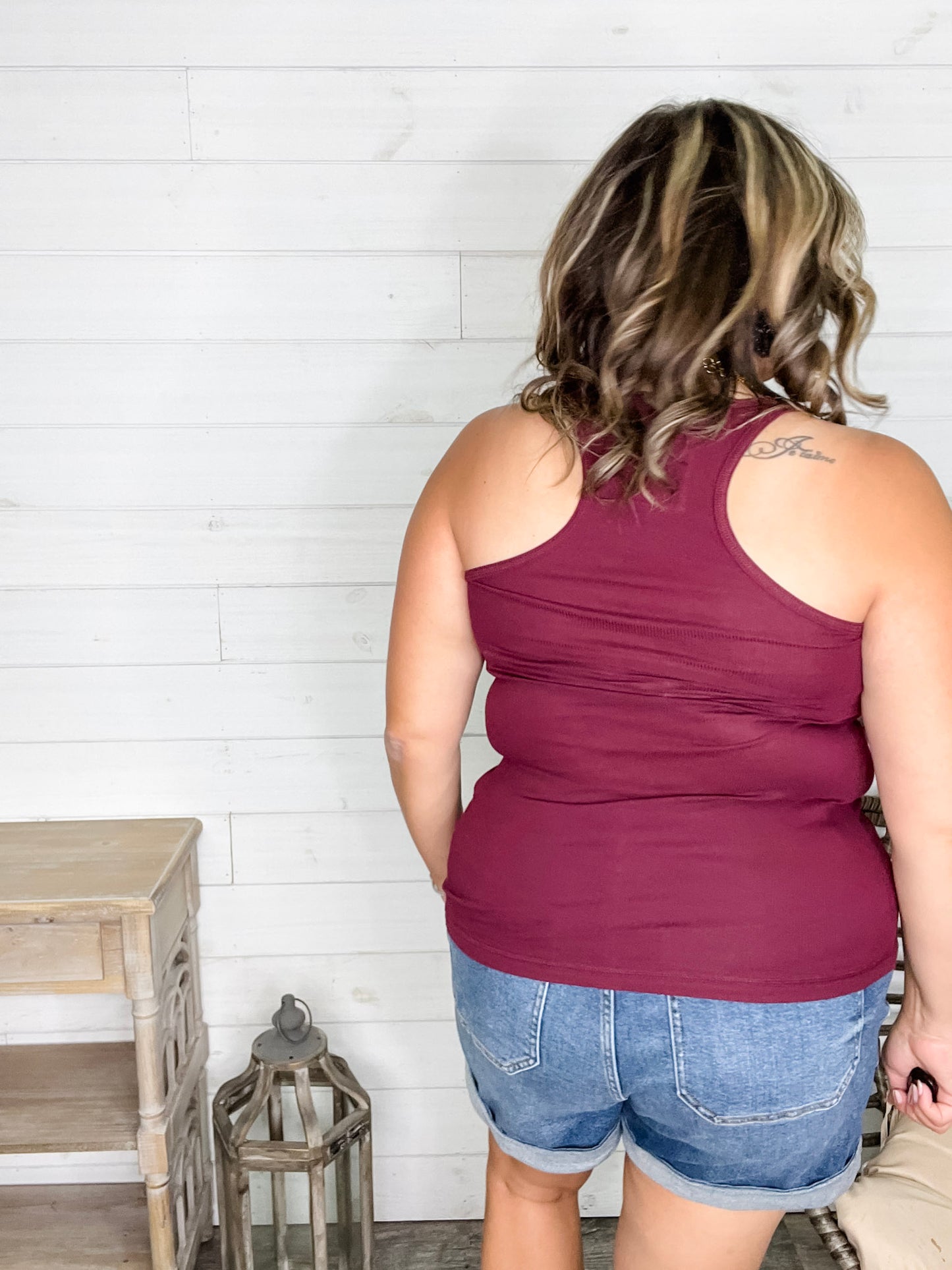 "Without A Cause" Racerback Button Front Ribbed Tank (Multiple Colors)