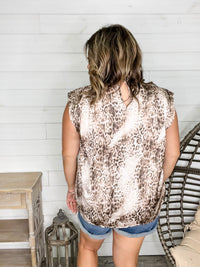 "Cooper" Animal Print Sleeveless Cowl Neck