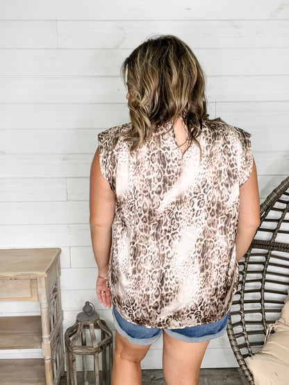 "Cooper" Animal Print Sleeveless Cowl Neck