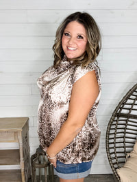 "Cooper" Animal Print Sleeveless Cowl Neck