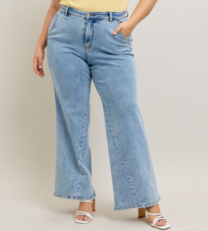 Judy Blue "Sideways" Retro Wide Leg Skewed Inseam