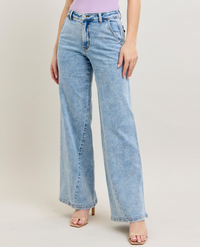 Judy Blue "Sideways" Retro Wide Leg Skewed Inseam