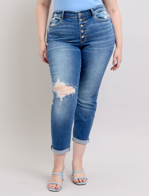 Judy Blue "All The Boys" Button Fly Boyfriend Jeans