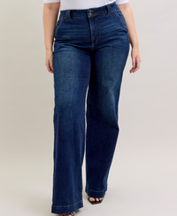 *3 Lengths* Judy Blue Seven Ways Til Sunday Double Button Wide Leg Trouser