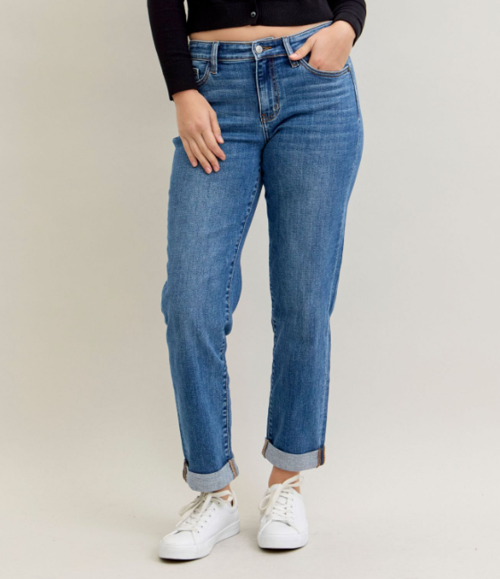 Judy Blue "Shiloh" Cuffed Boyfriend Jeans