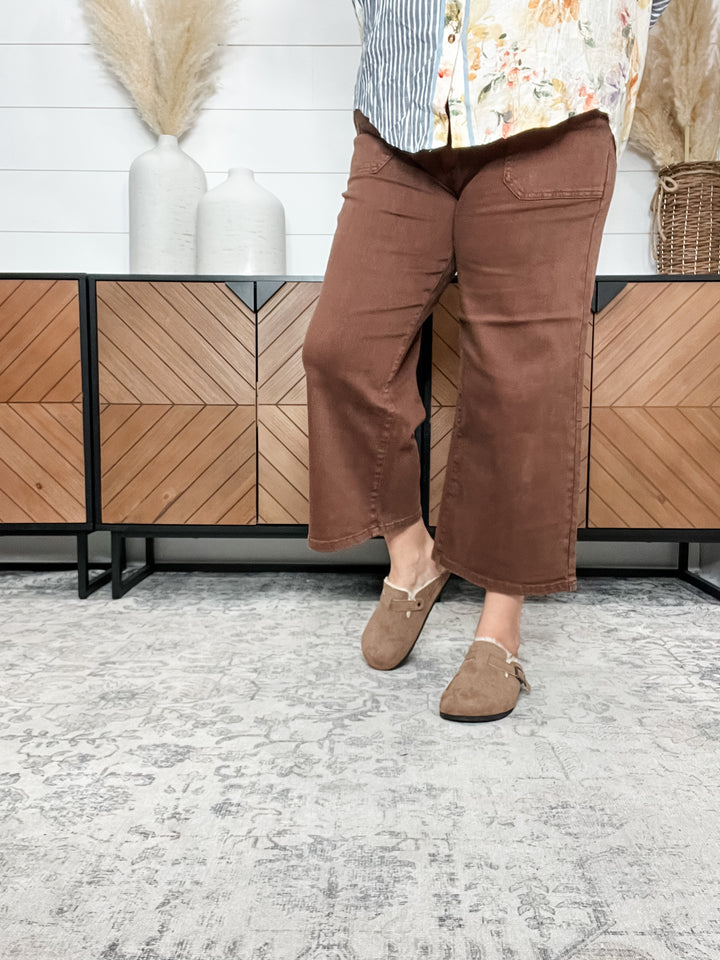 Judy Blue Maple Utility Pocket Wide Leg Crop