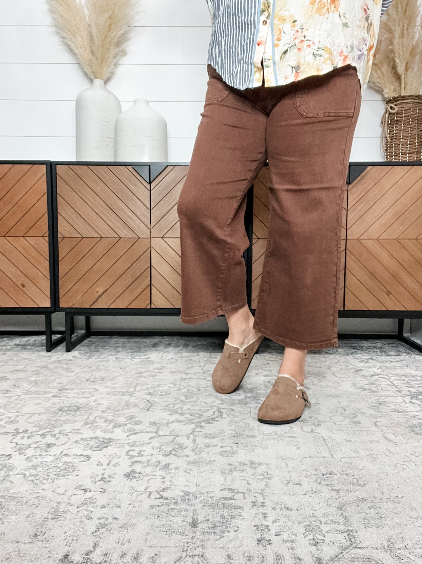 Judy Blue Maple Utility Pocket Wide Leg Crop