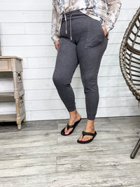 "Gold Medal" High-Waisted Jogger Leggings (Charcoal)