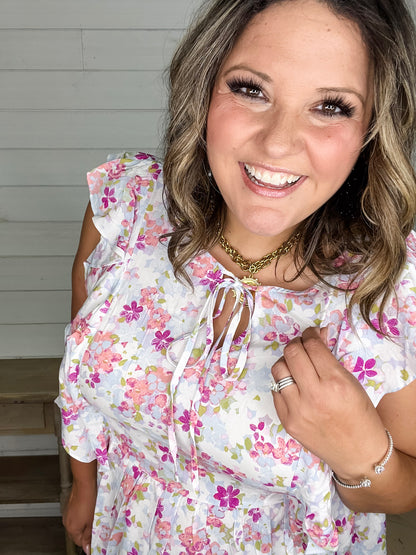 "Augustine" Floral Ruffle Cap Sleeve Babydoll