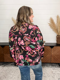 Dear Scarlett "Anniston" Lizzy Smocked Wrist Long Sleeve Split Neck