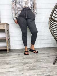 "Gold Medal" High-Waisted Jogger Leggings (Charcoal)