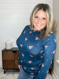 "Right Way" Navy Floral Long Sleeve Top