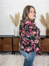 Dear Scarlett "Anniston" Lizzy Smocked Wrist Long Sleeve Split Neck