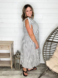 I'm Ready Striped Tiered Maxi Dress with Shoulder Ties