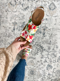 Corkys "Carley" Wedge Sandal (White Floral)